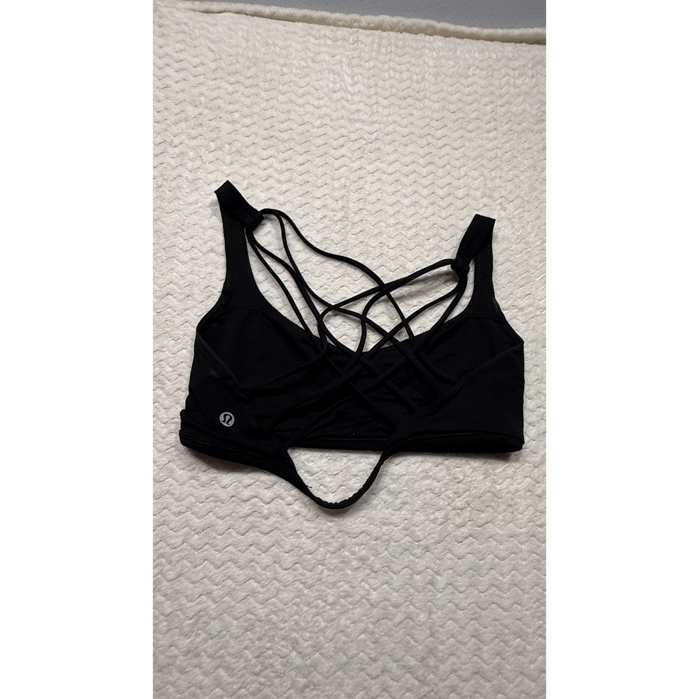 Lululemon Free To Be Wild Sports Bra Black Strappy Back Size 8 W5J92S